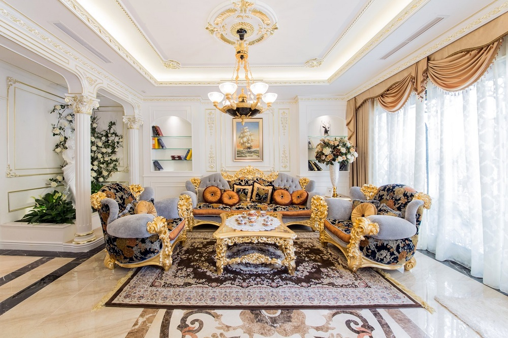 Sự phối hơp tinh tế giữa màu sắc và nội thất phòng khách