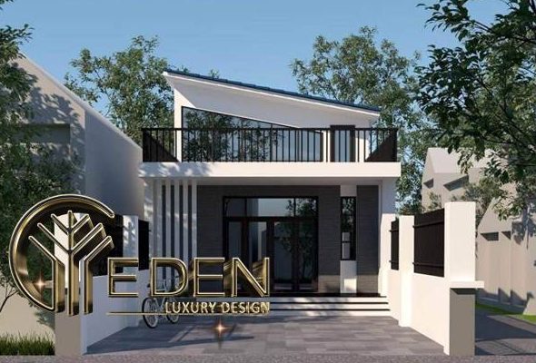 Thiết kế nhà ống tầng 60m2 mái lệch độc đáo