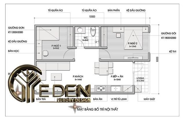 Mặt bằng thiết kế nhà ống 1 tầng 60m2