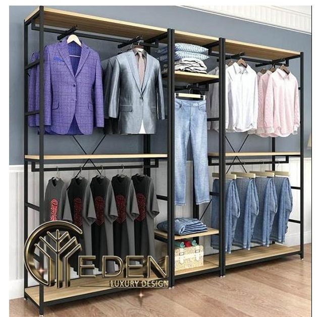 Một mẫu kệ khung sắt treo quần áo decor