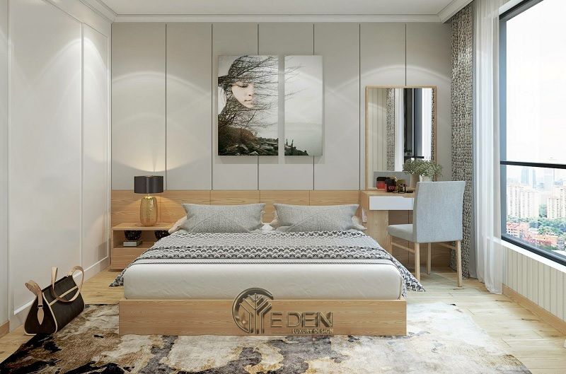 Mẫu thiết kế nội thất phòng ngủ cùng các đồ nội thất gỗ ép – Mẫu 1