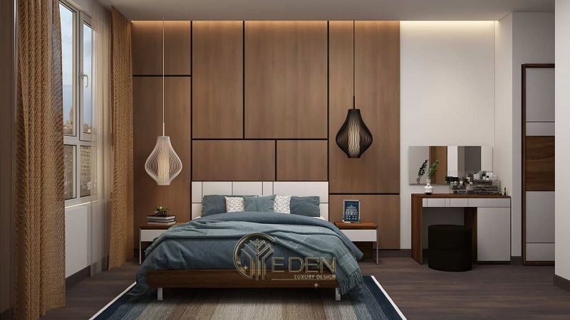 Mẫu thiết kế nội thất phòng ngủ cùng các đồ nội thất gỗ ép – Mẫu 2