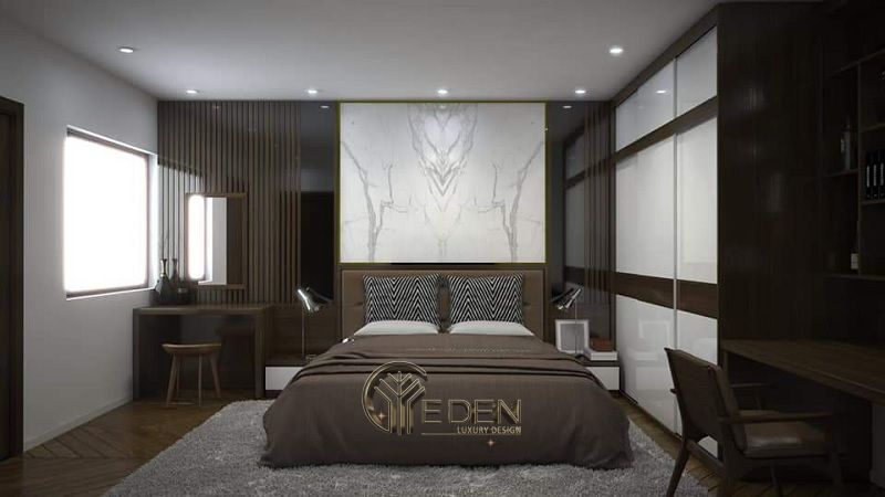 Mẫu thiết kế nội thất phòng ngủ cùng các đồ nội thất gỗ ép – Mẫu 4