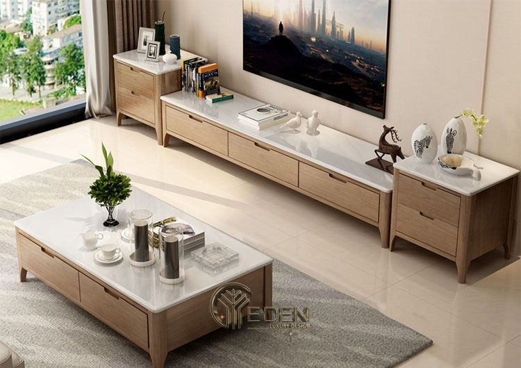 Kệ gỗ tivi trang trí theo phong cách hiện đại, mới lạ