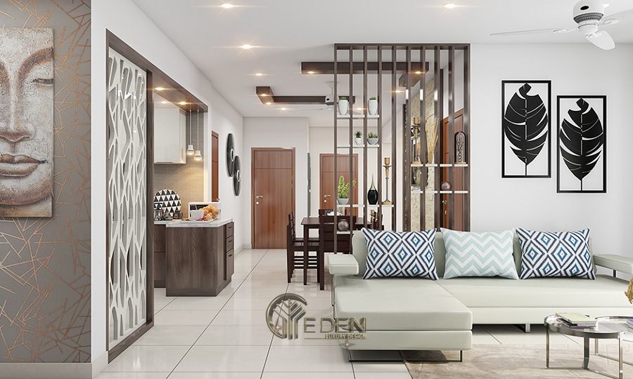 Mẫu vách ngăn bằng kệ gỗ trang trí (2)