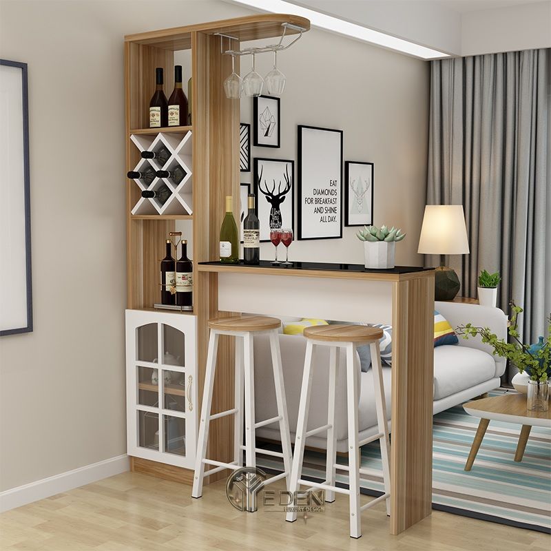 Mẫu kệ thông minh cho phòng khách kết hợp với bàn làm việc. Kiểu dáng phù hợp với không gian chung cư nhỏ