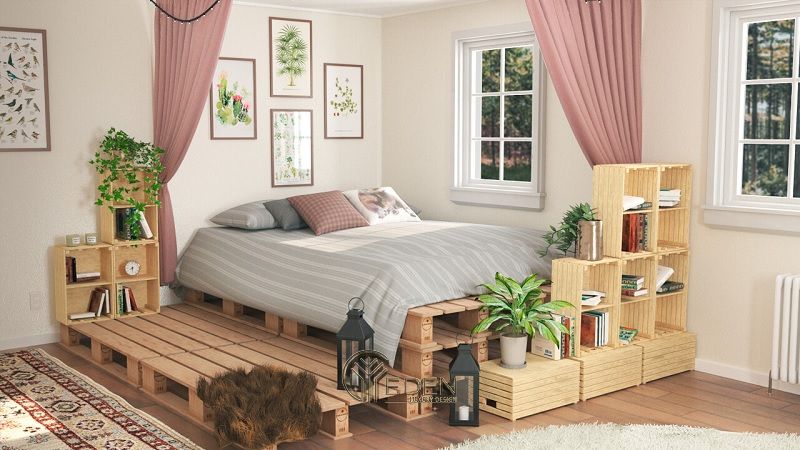 Tô điểm không gian phòng ngủ với tấm gỗ Pallet - Mẫu 3