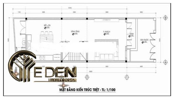 Mặt bằng công năng tầng 1 trong nhà ống 3 tầng đẹp