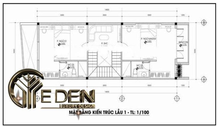 Mặt bằng công năng tầng 2 trong nhà ống 3 tầng đẹp