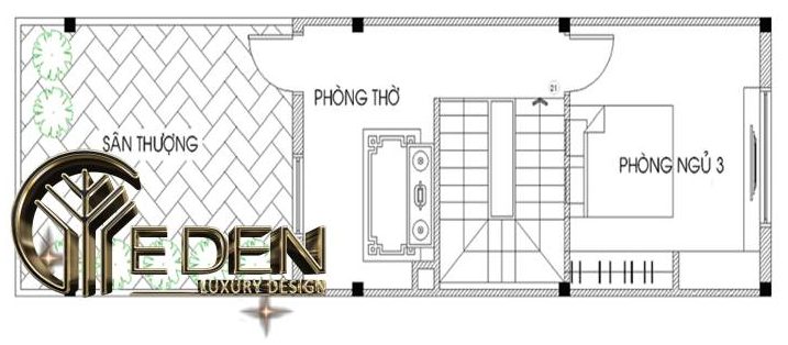 Mặt bằng công năng tầng 3 trong nhà ống 40m2 3 tầng