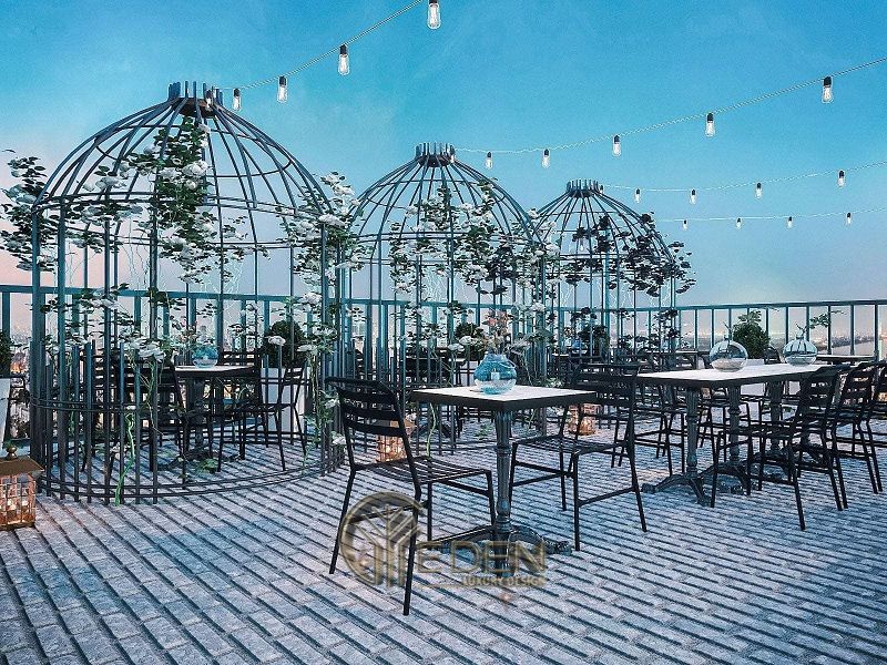 Thiết kế quán cafe sân thượng phong cách Châu Âu sang trọng