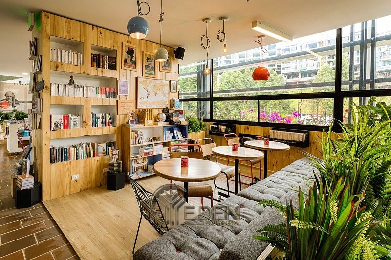 Thiết kế quán cafe sách phong cách hiện đại cách tân