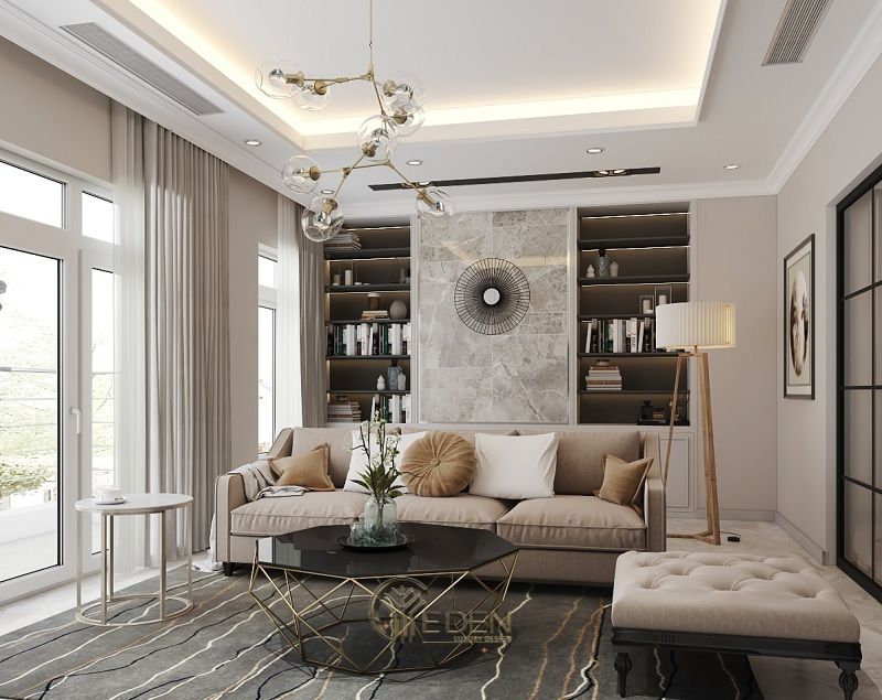 Trang trí nội thất phòng khách với phong cách tân cổ điển (1)