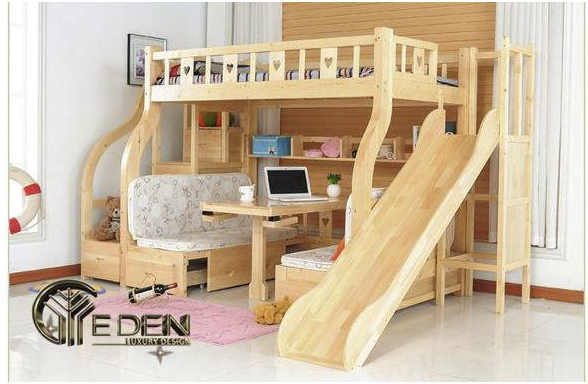 Giường 2 tầng cho bé bằng gỗ tự nhiên đa năng