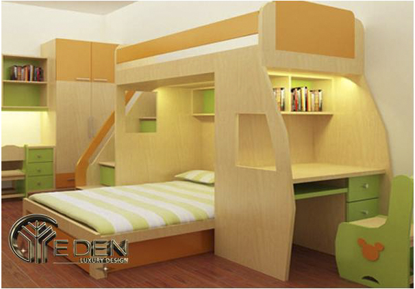 Giường tầng thông minh cho bé được làm bằng gỗ công nghiệp