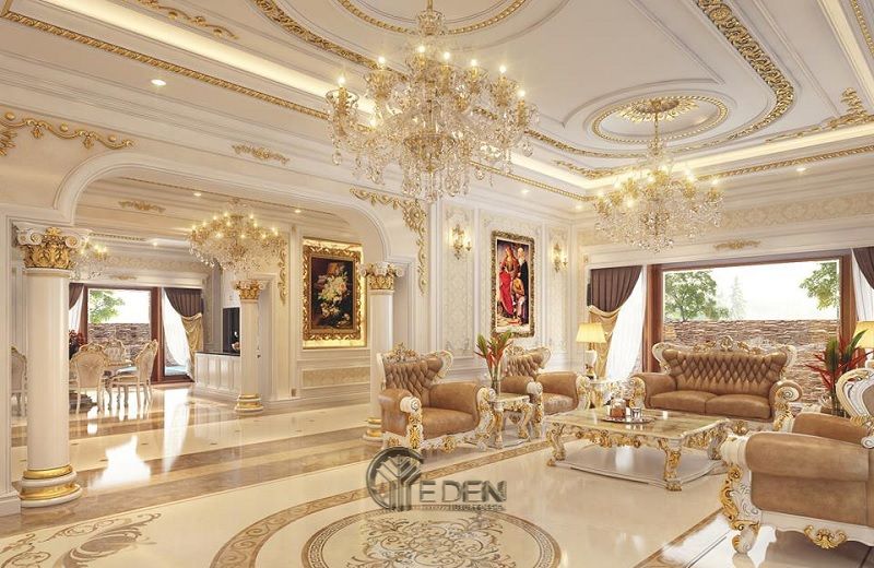 Thiết kế nội thất phòng khách với phong cách cổ điển (2)