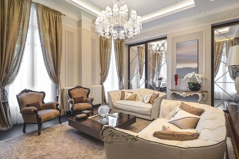 Thiết kế nội thất phòng khách với phong cách tân cổ điển (4)