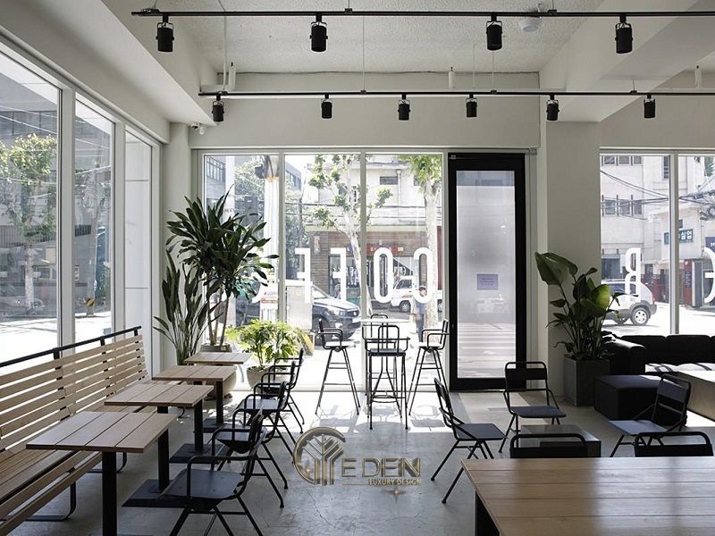 Thiết kế, thi công nội thất quán cà phê phong cách tối giản – Mẫu 6