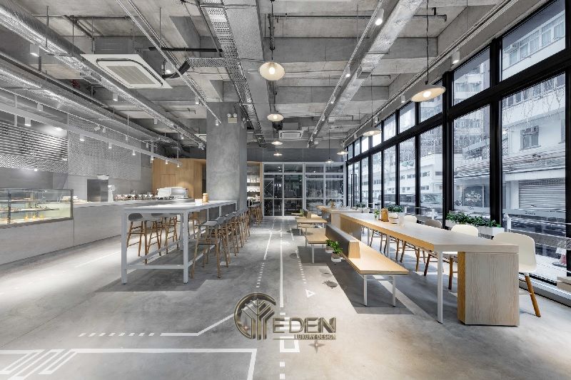 Thiết kế quán cafe diện tích 100m2 mang phong cách Tối giản, độc lạ
