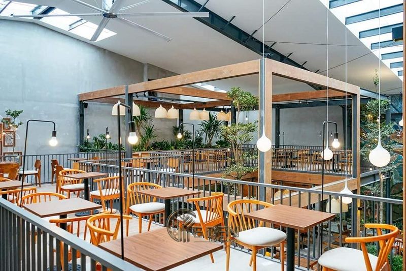 Thiết kế quán cafe 100m2 mang phong cách Công nghiệp với không gian mở
