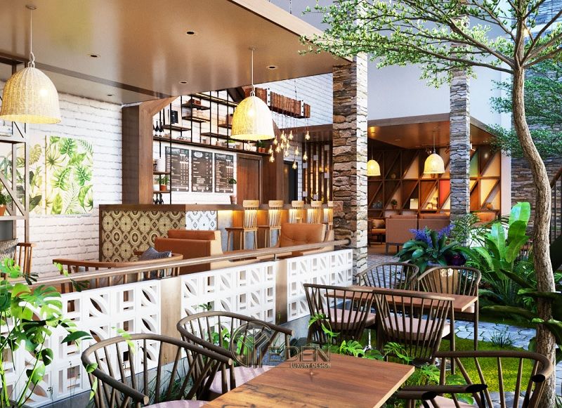 Thiết kế quán cafe diện tích 100m2 mang phong cách ‘’Xanh” sân vườn