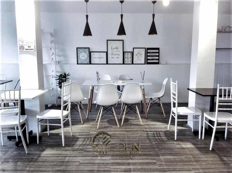 Thiết kế quán cafe đẹp ngang 4m với phong cách Tối giản