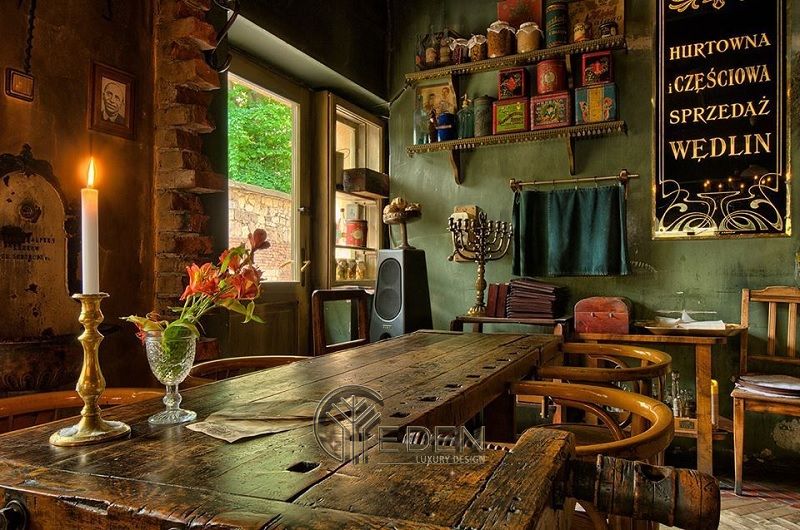 Thiết kế quán cafe đẹp ngang 4m với phong cách Vintage ma mị như Harry Potter