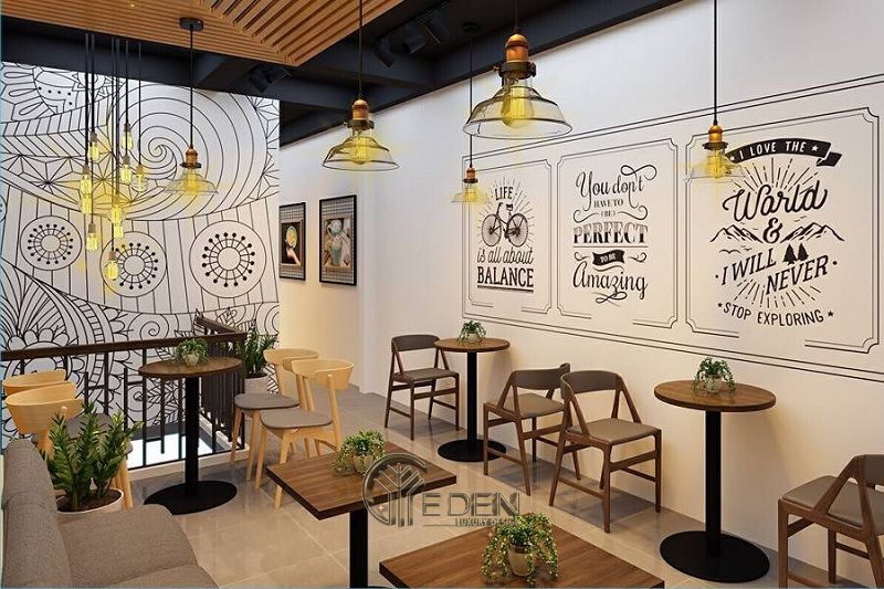 Thiết kế quán cafe mặt tiền 5m phong cách Hiện đại năng động