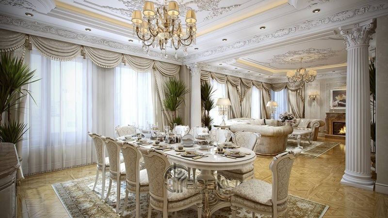 Mẫu bàn ăn cổ điển sang trọng biến không gian thành cung điện tráng lệ