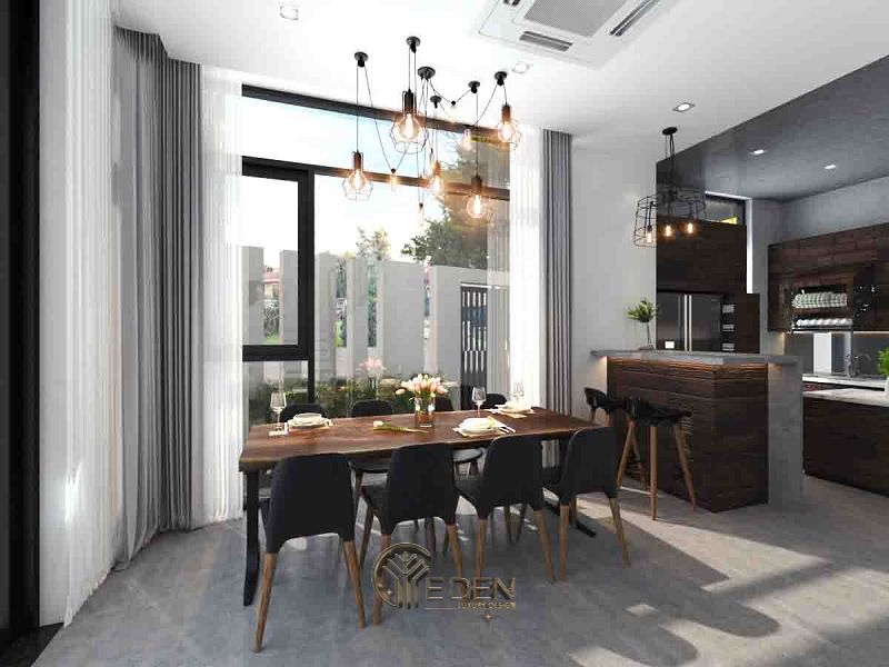 Mẫu bàn ăn hiện đại với gam màu đen trung tính tạo cảm giác huyền bí