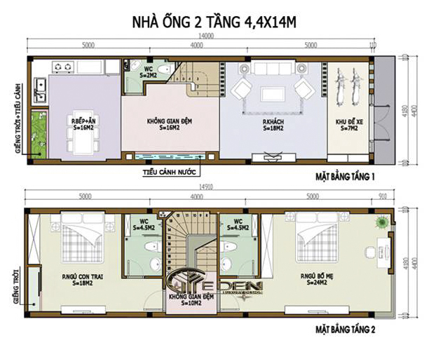 Cách chia phòng trong nhà ống có hai tầng