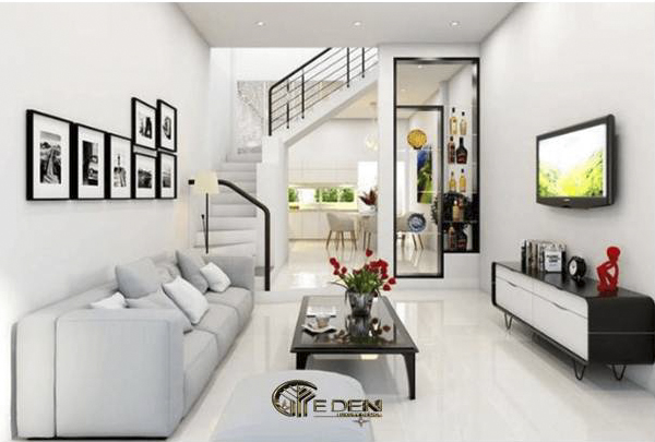 Không gian phòng khách, phòng bếp trang nhã, lịch sự