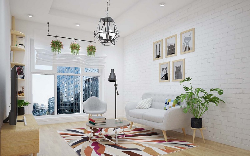 Những mẫu trang trí phòng khách chung cư tối giản 1