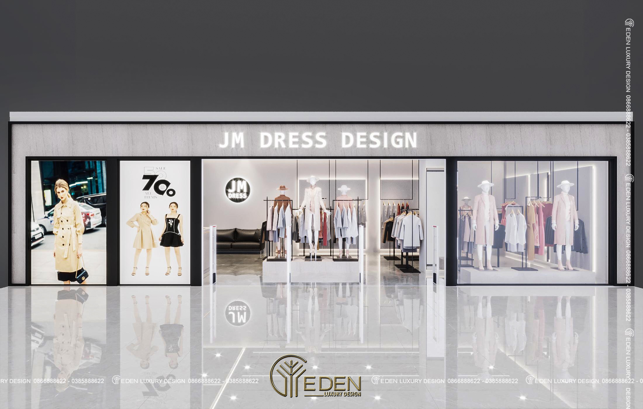 Thiết kế shop quần áo Showroom JM Ocean Park