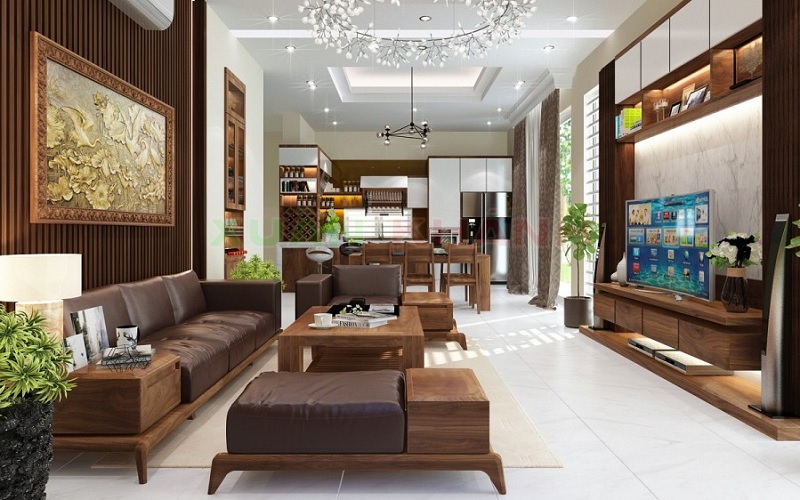 Nội thất bàn ghế gỗ tự nhiên được khác họa tinh xảo