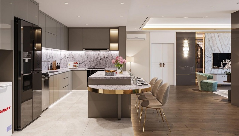 Mẫu thiết kế bếp chung cư cao cấp