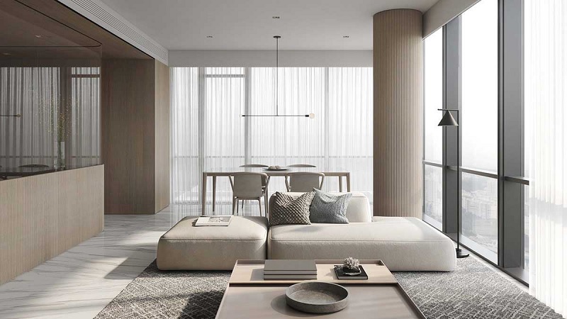 Để giúp cho không gian bớt trở nên thô cứng với các đường nét. Thì EDEN khuyên bạn nên lựa chọn một chiếc sofa mềm mại với đường cong mềm mại.