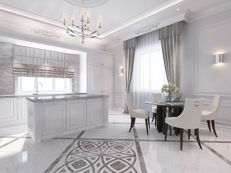 Mẫu phòng bếp với nội thất tân cổ điển