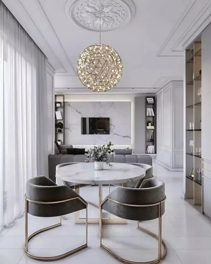 Mẫu phòng bếp với nội thất tân cổ điển