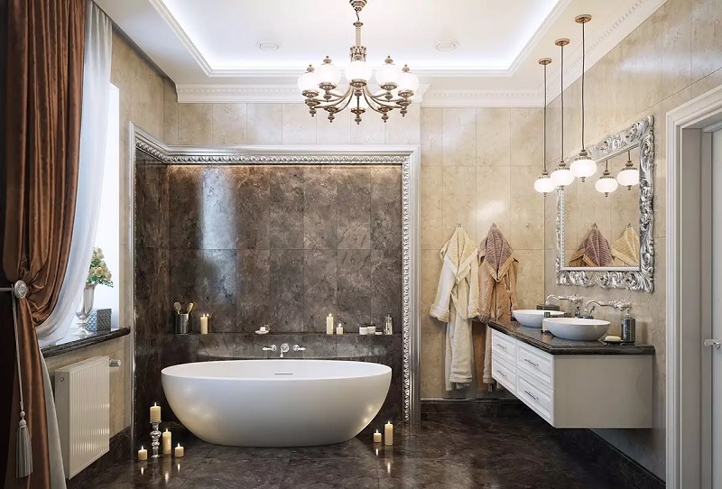 Mẫu phòng tắm với nội thất tân cổ điển