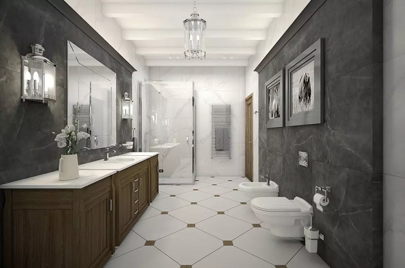 Mẫu phòng tắm với nội thất tân cổ điển
