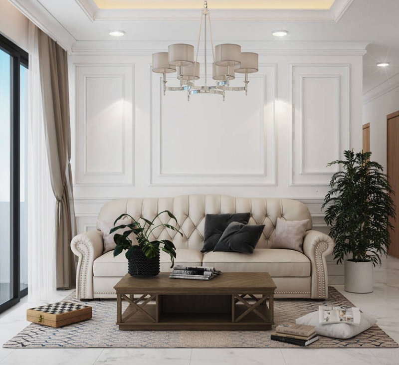 Mẫu phòng khách với nội thất tân cổ điển