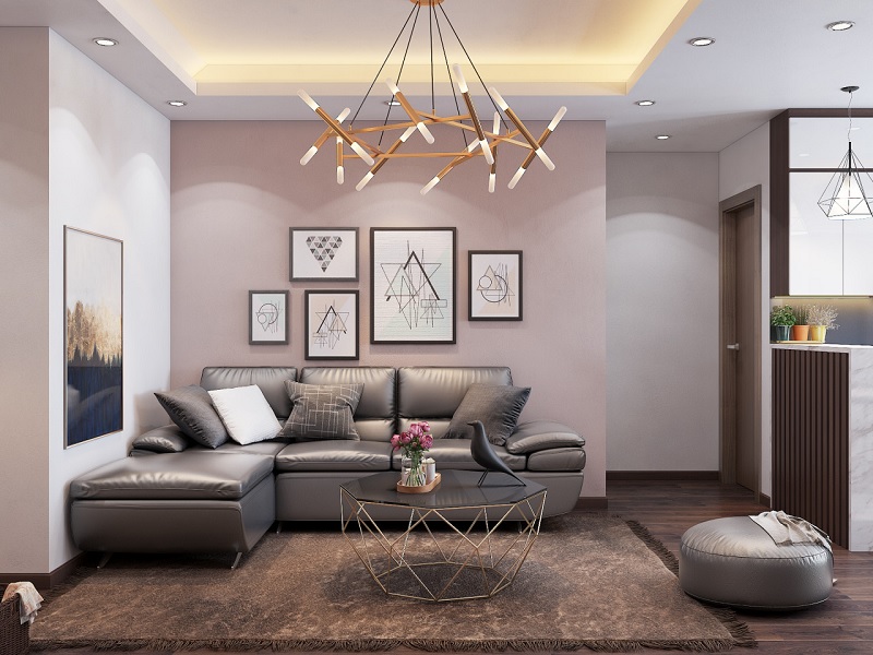 Mẫu phòng khách với nội thất tân cổ điển