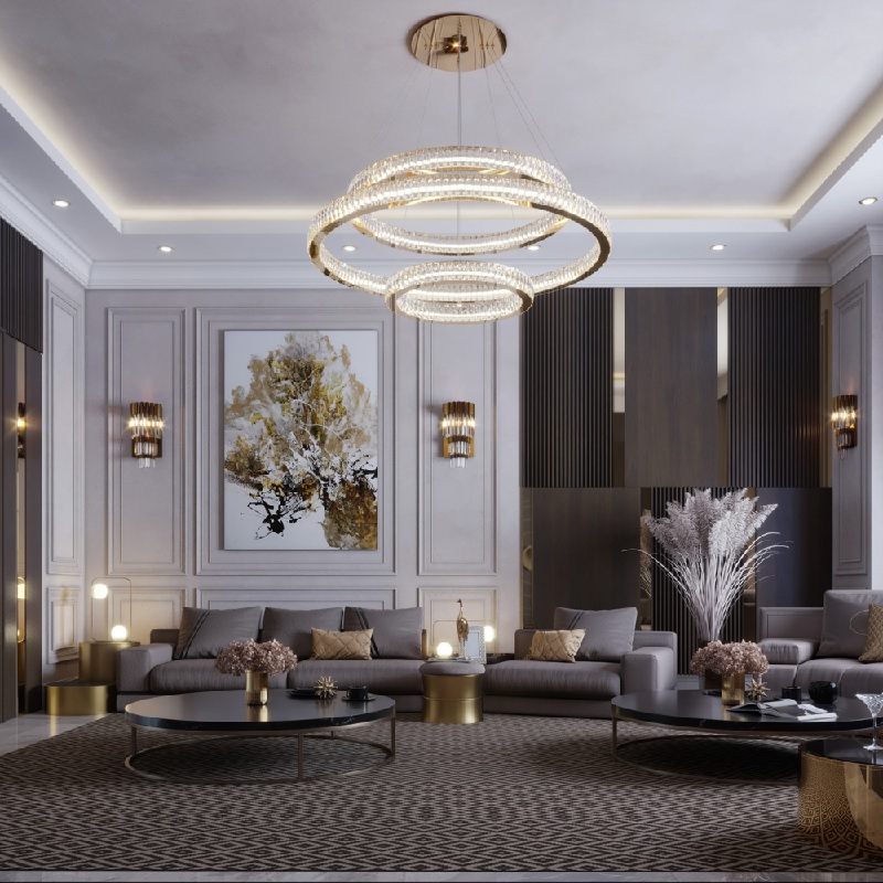 Mẫu phòng khách với nội thất tân cổ điển