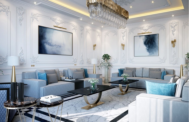 Cách phối màu của phong cách nhà tân cổ điển cũng tương tự như bảng màu của phong cách cổ điển