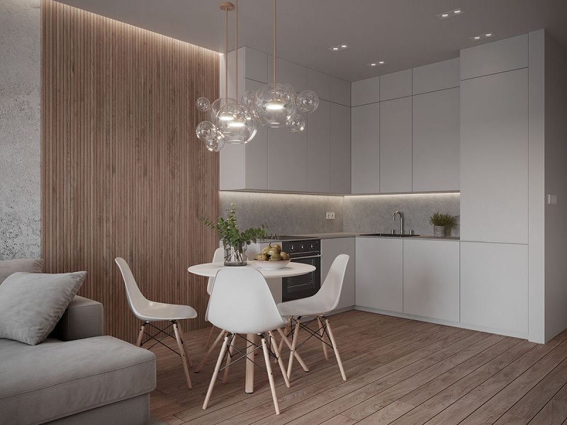 Mẫu phòng bếp Đương đại cho chung cư hiện đại