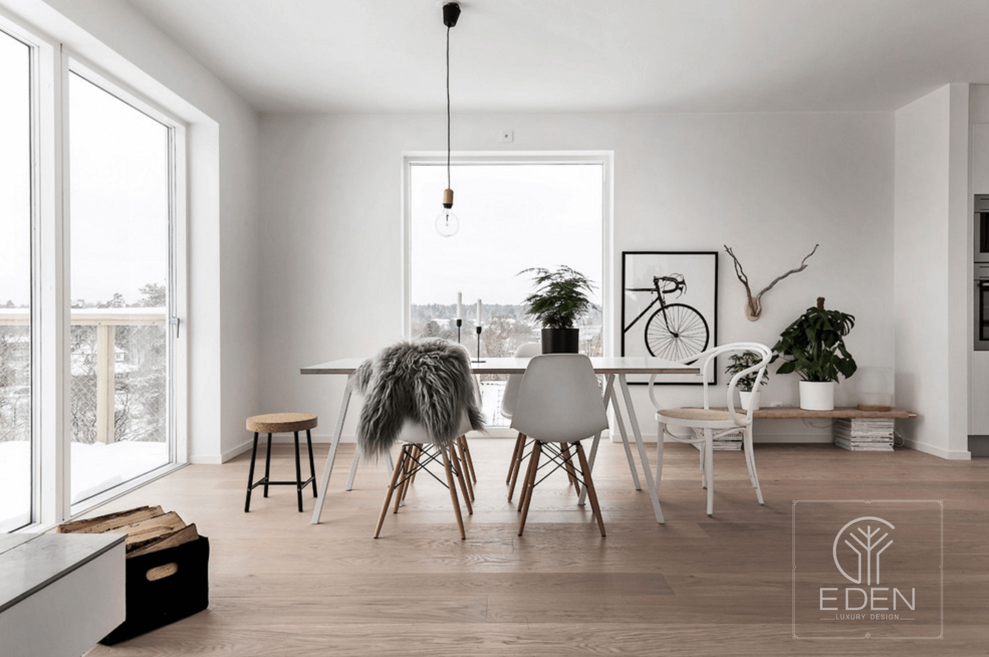 Lấy cây xanh và đồ gỗ làm nội thất chính trong Scandinavian