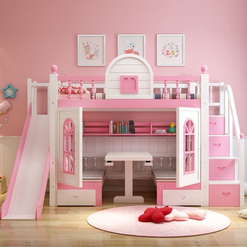 Mẫu 1: Giường tầng ngôi nhà màu hồng dễ thương dành cho phòng bé gái.